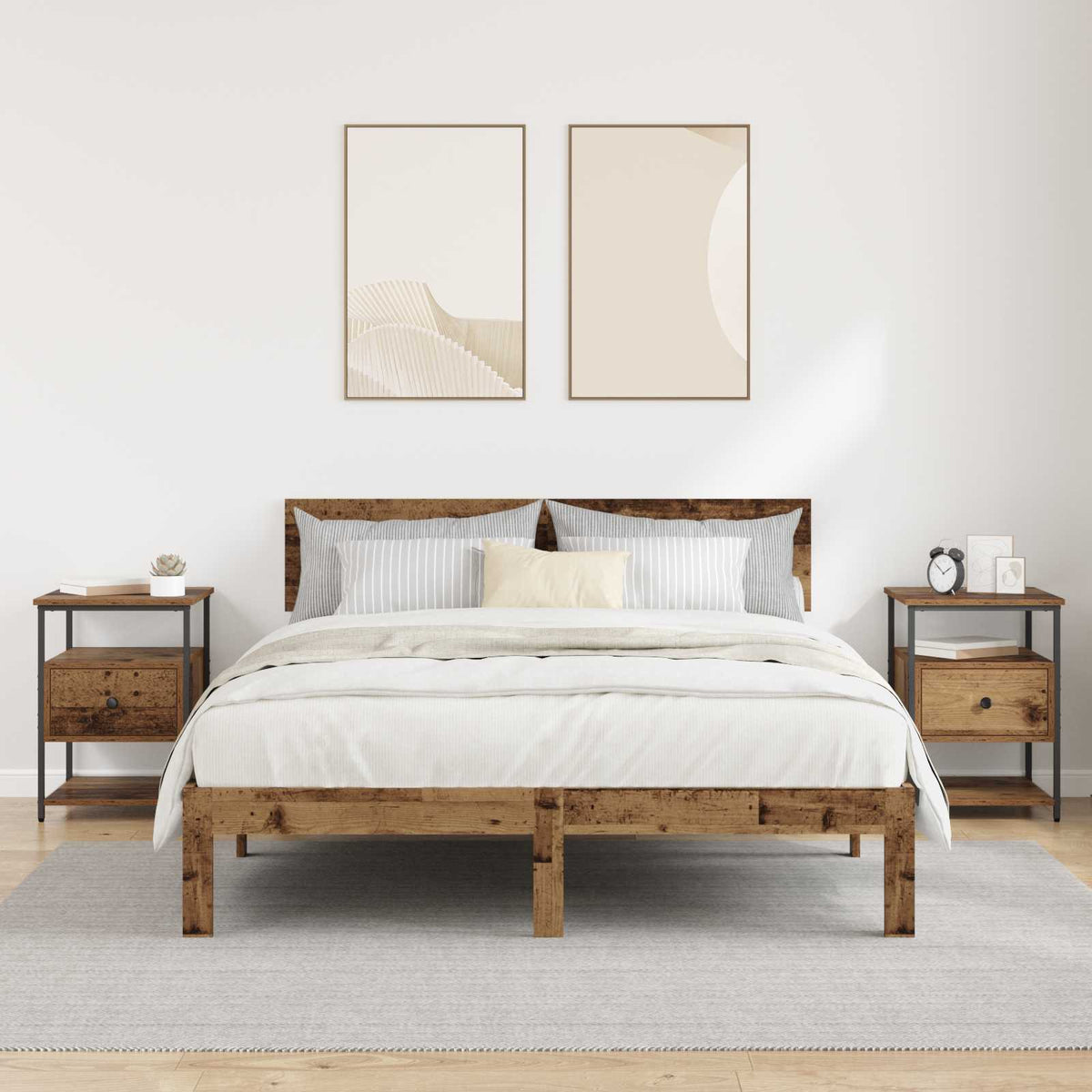 vidaXL Bedside Cabinet 2 pcs Old Wood 40 x 42 x 56 cm Engineered Wood