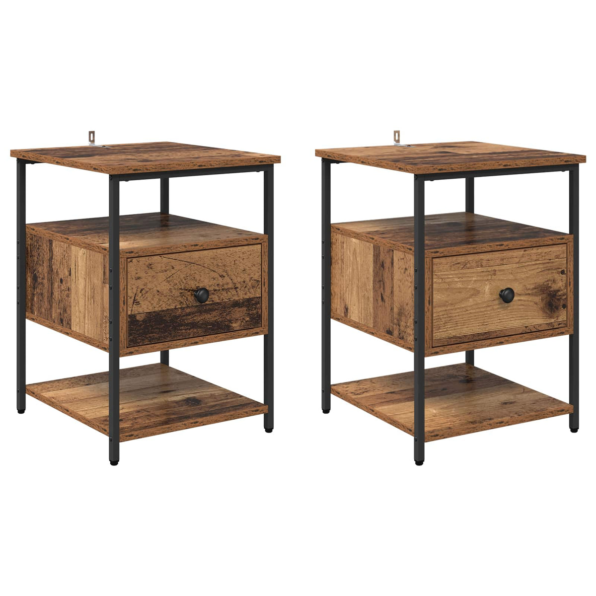vidaXL Bedside Cabinet 2 pcs Old Wood 40 x 42 x 56 cm Engineered Wood