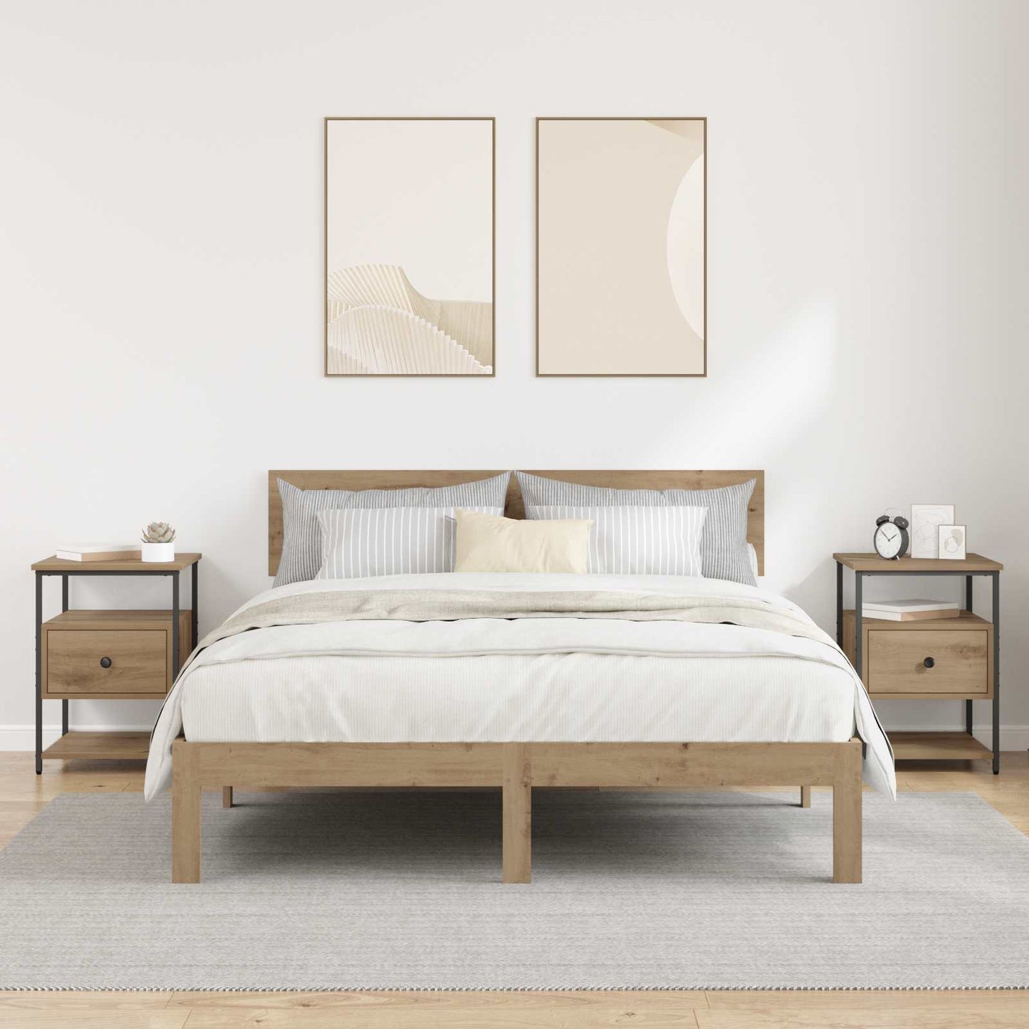 vidaXL Bedside Cabinet with Drawer 2 pcs Artisan Oak 40 x 42 x 56 cm