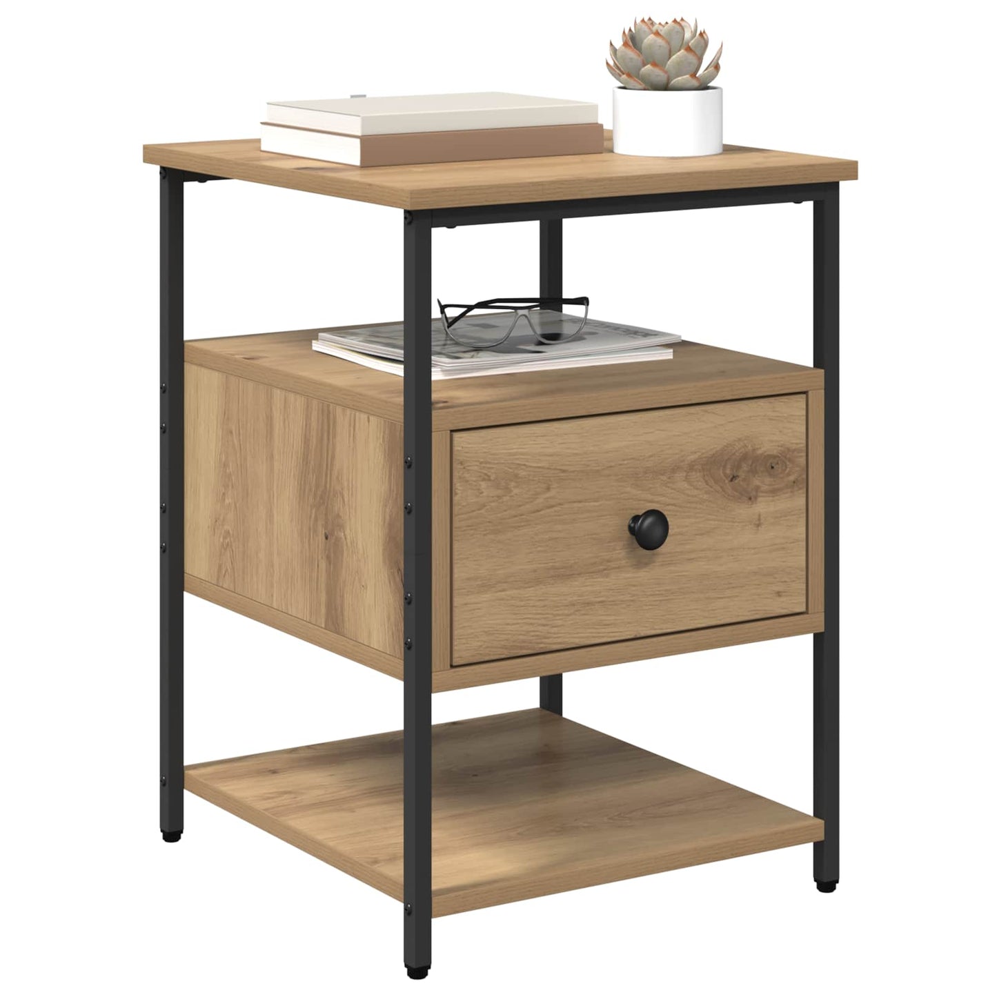 vidaXL Bedside Cabinet with Drawer 2 pcs Artisan Oak 40 x 42 x 56 cm
