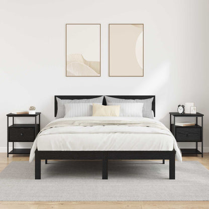vidaXL Bedside Cabinet 2 pcs Black Oak 40 x 42 x 56 cm Engineered Wood