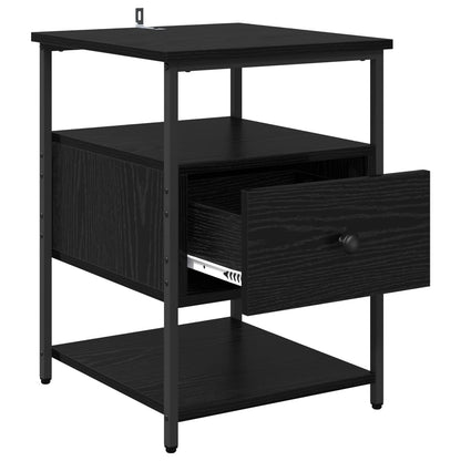 vidaXL Bedside Cabinet 2 pcs Black Oak 40 x 42 x 56 cm Engineered Wood