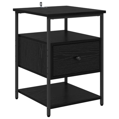 vidaXL Bedside Cabinet 2 pcs Black Oak 40 x 42 x 56 cm Engineered Wood