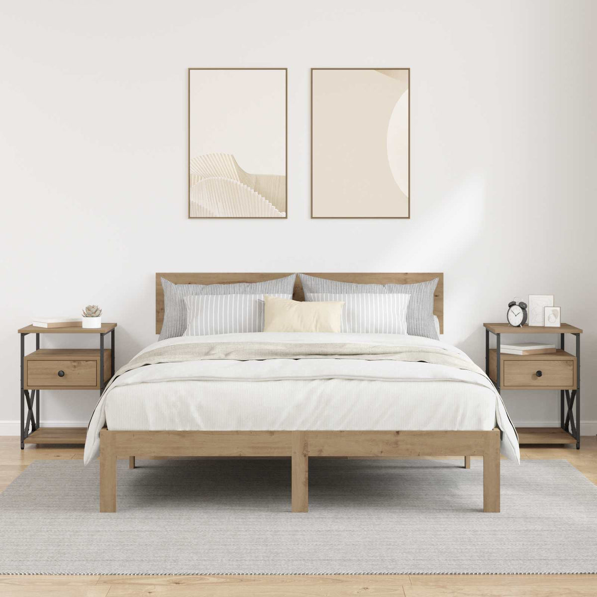 vidaXL Bedside Cabinet 2 pcs Artisan Oak 40 x 42 x 55 cm