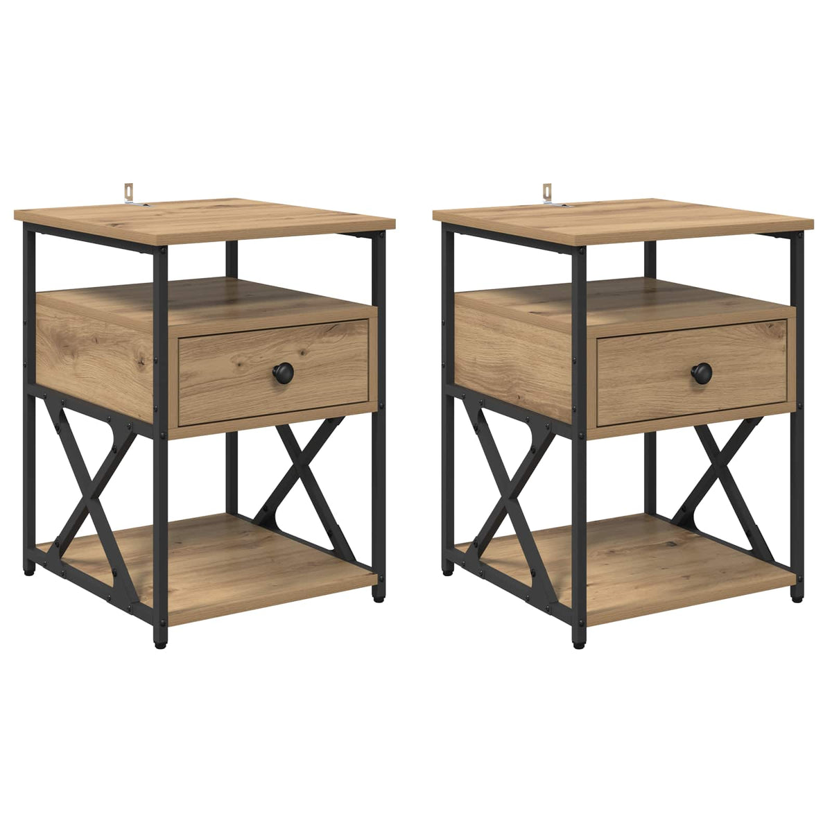 vidaXL Bedside Cabinet 2 pcs Artisan Oak 40 x 42 x 55 cm