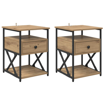 vidaXL Bedside Cabinet 2 pcs Artisan Oak 40 x 42 x 55 cm