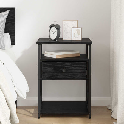 vidaXL Bedside Cabinet Black Oak 40 x 42 x 55 cm Engineered Wood
