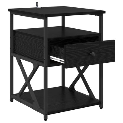 vidaXL Bedside Cabinet Black Oak 40 x 42 x 55 cm Engineered Wood