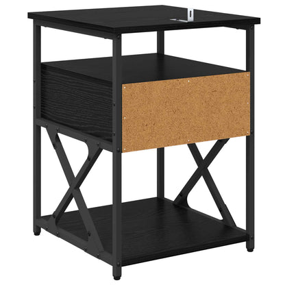 vidaXL Bedside Cabinet Black Oak 40 x 42 x 55 cm Engineered Wood