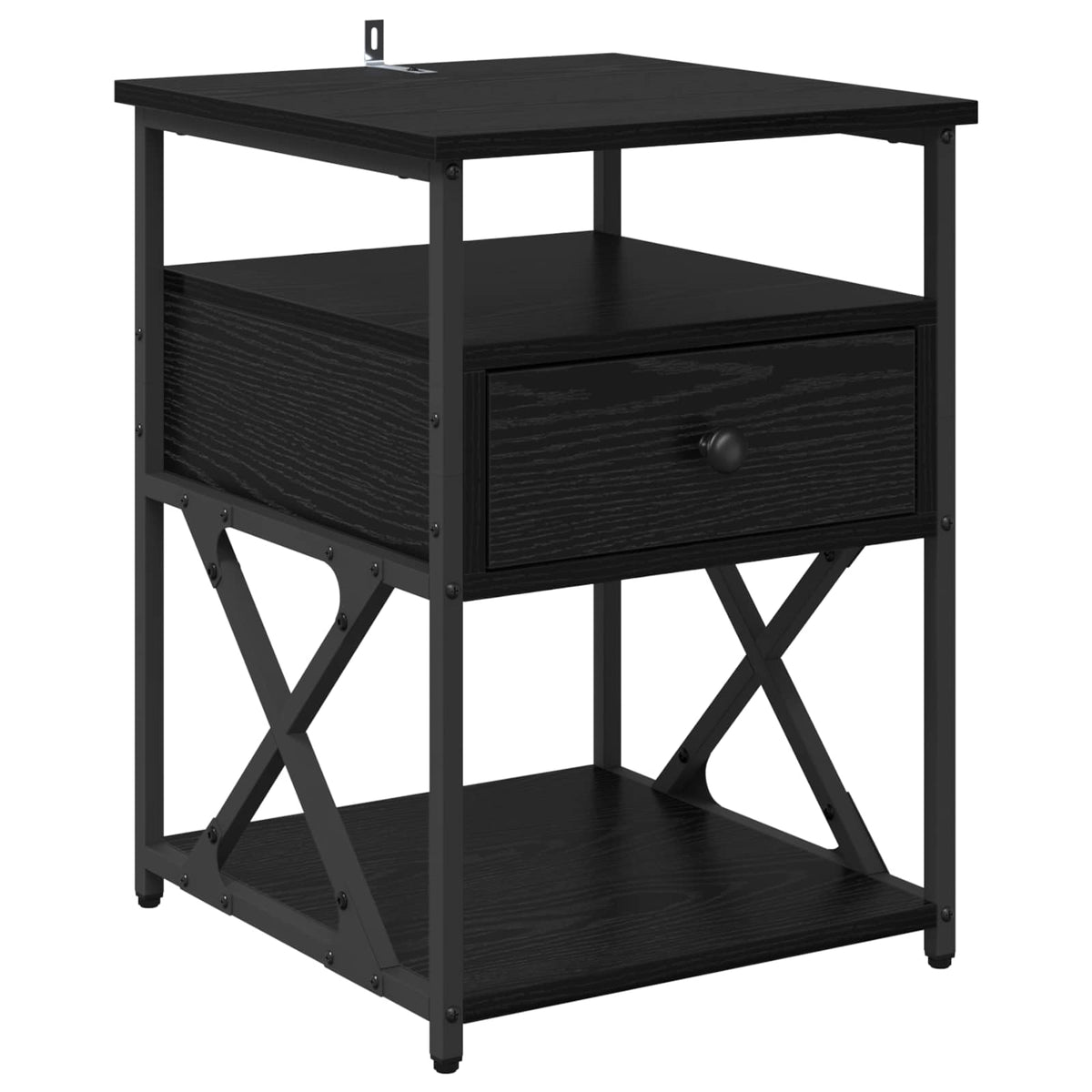 vidaXL Bedside Cabinet 2 pcs Black Oak 40 x 42 x 55 cm Engineered Wood