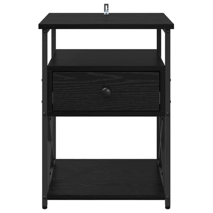 vidaXL Bedside Cabinet 2 pcs Black Oak 40 x 42 x 55 cm Engineered Wood