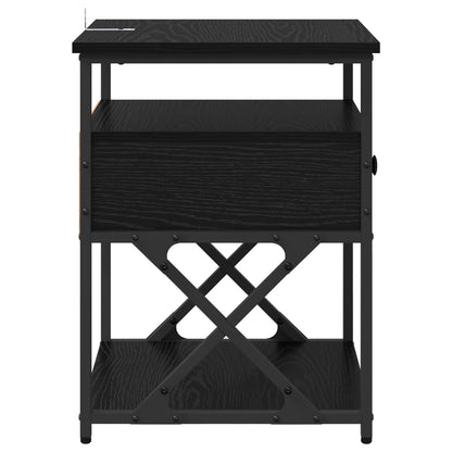 vidaXL Bedside Cabinet 2 pcs Black Oak 40 x 42 x 55 cm Engineered Wood