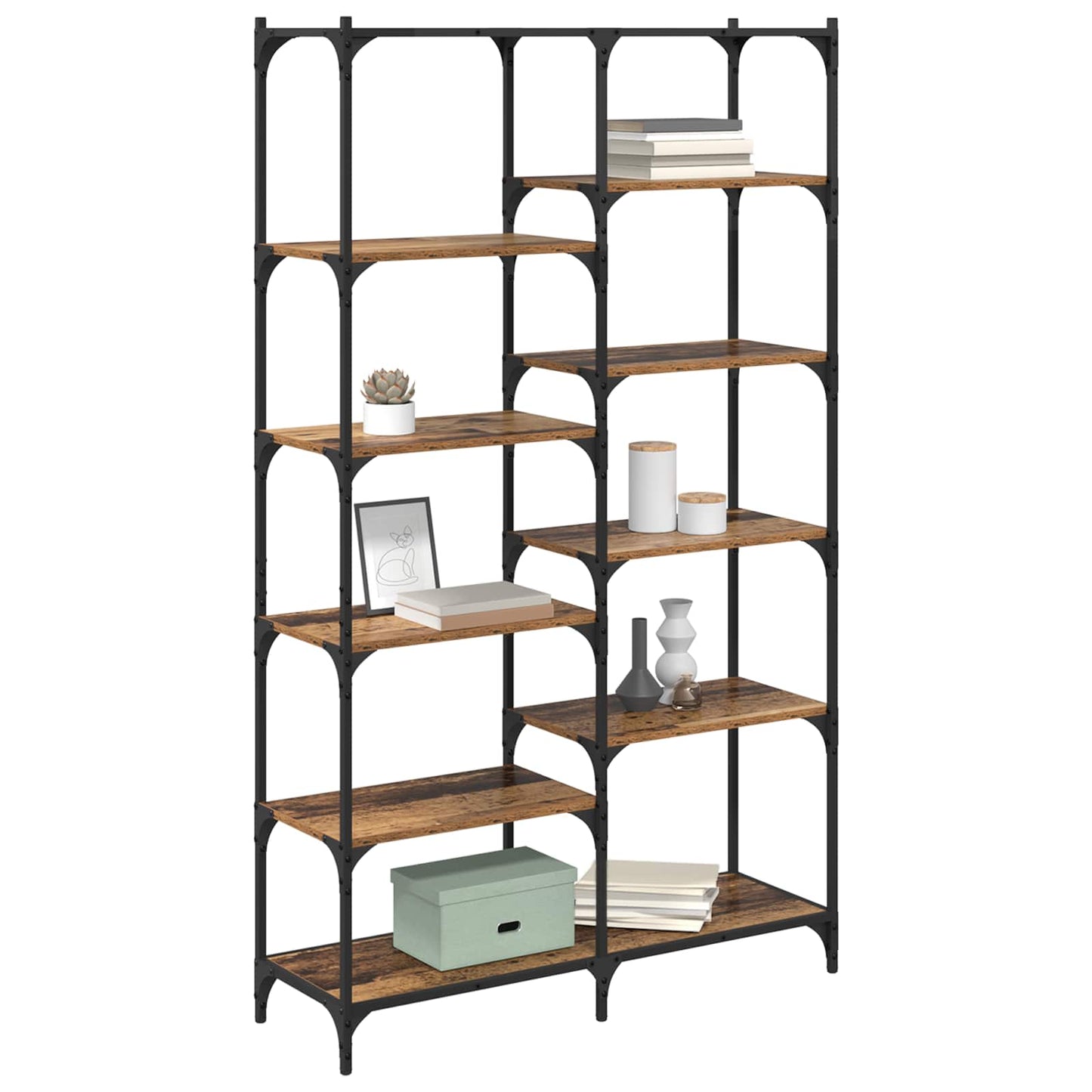 vidaXL Bookshelf 9-Tier 100 x 32 x 170 cm Engineered Wood Old wood