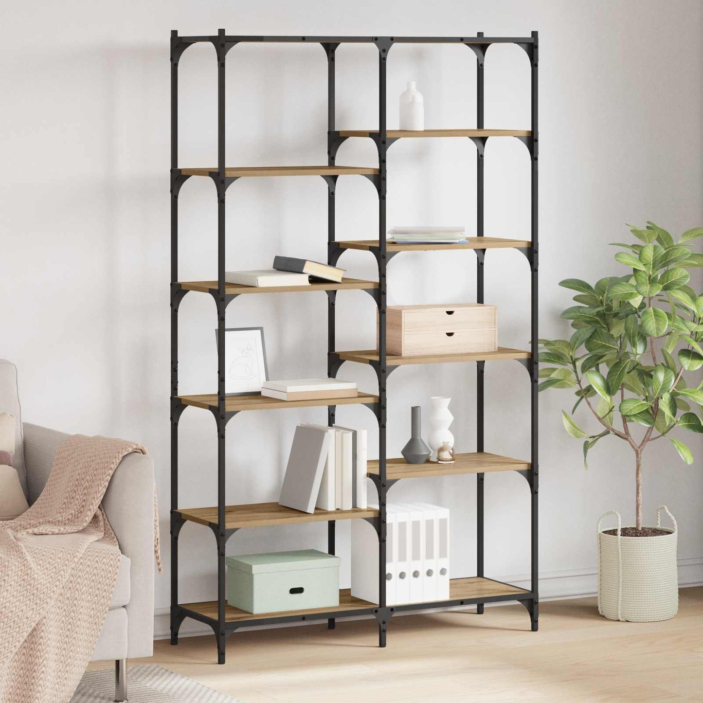 vidaXL Bookshelf 9-Tier 100 x 32 x 170 cm Engineered Wood Artisan oak