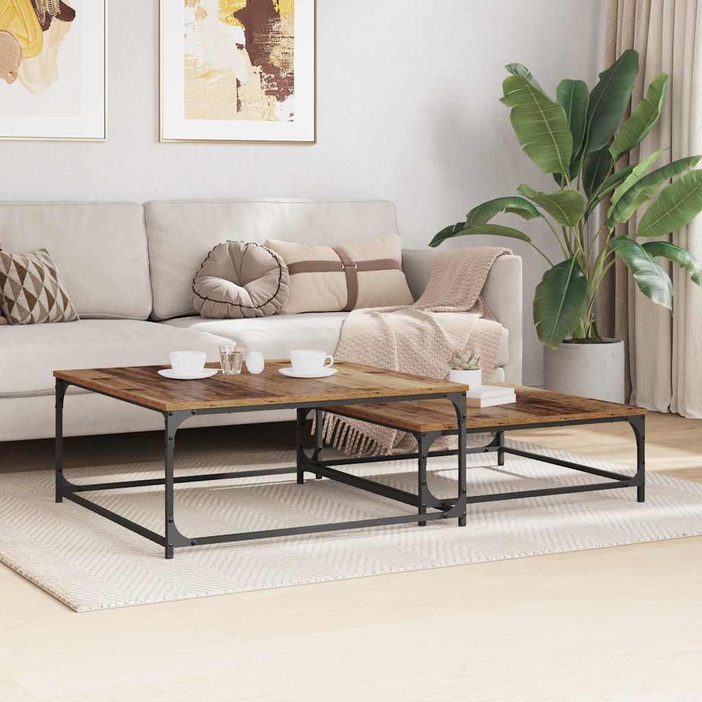 vidaXL Coffee Table 2 pcs Old Wood Engineered Wood