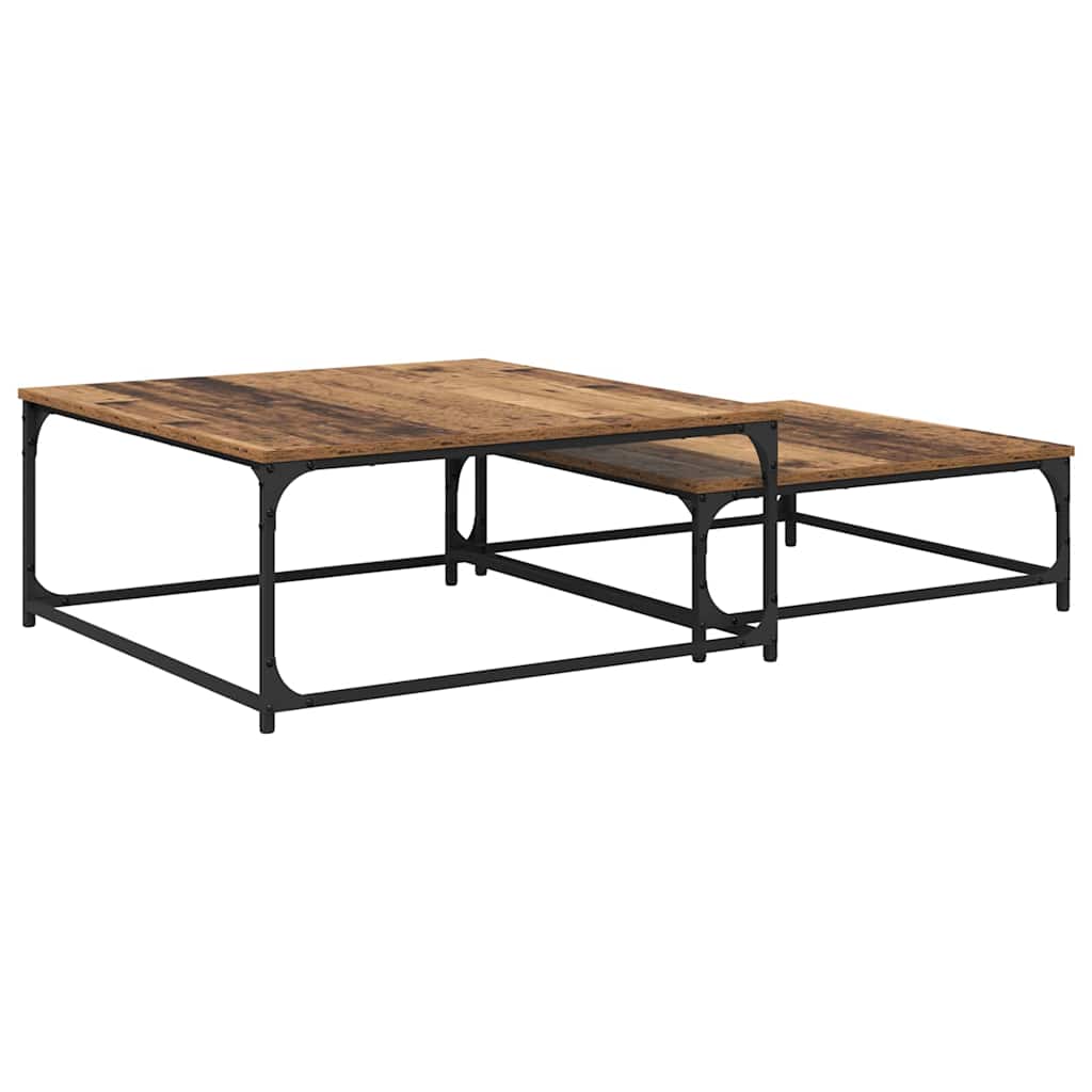vidaXL Coffee Table 2 pcs Old Wood Engineered Wood