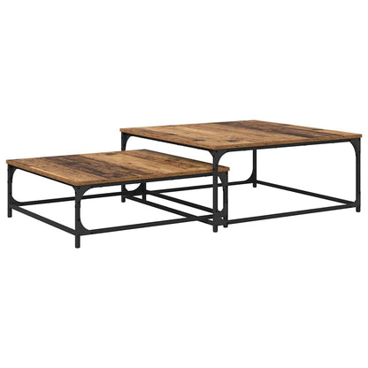 vidaXL Coffee Table 2 pcs Old Wood Engineered Wood