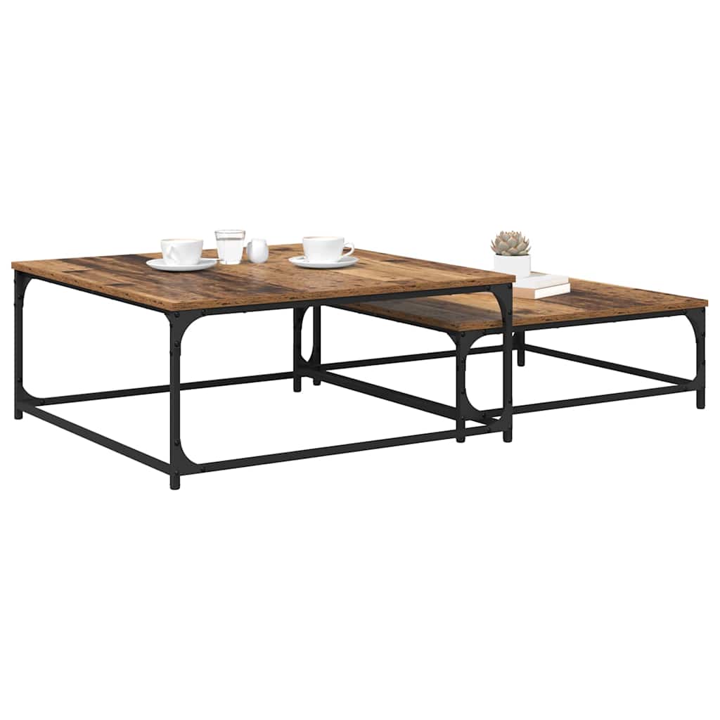 vidaXL Coffee Table 2 pcs Old Wood Engineered Wood
