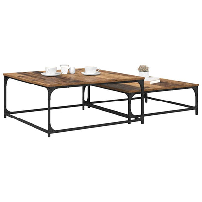 vidaXL Coffee Table 2 pcs Old Wood Engineered Wood