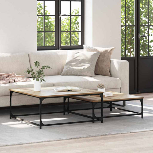 vidaXL Coffee Table 2 pcs Artisan Oak 80 x 80 x 35 cm Engineered Wood