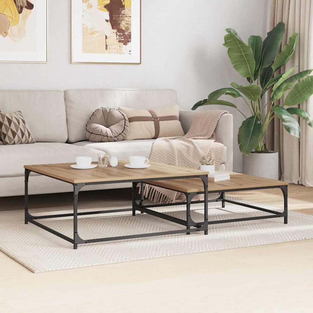 vidaXL Coffee Table 2 pcs Artisan Oak 80 x 80 x 35 cm Engineered Wood