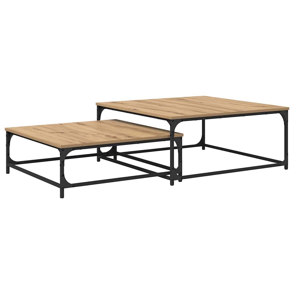 vidaXL Coffee Table 2 pcs Artisan Oak 80 x 80 x 35 cm Engineered Wood