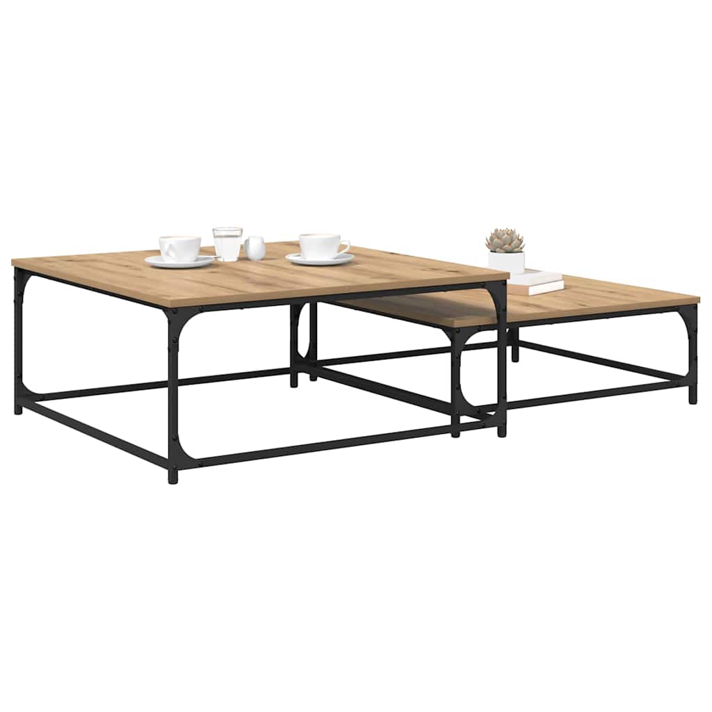 vidaXL Coffee Table 2 pcs Artisan Oak 80 x 80 x 35 cm Engineered Wood