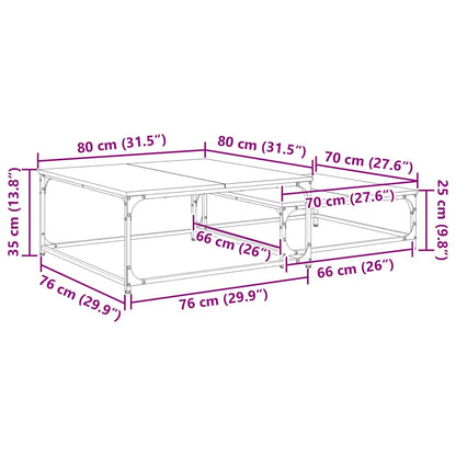vidaXL Coffee Table 2 pcs Artisan Oak 80 x 80 x 35 cm Engineered Wood