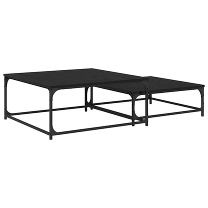 vidaXL Coffee Table 2 pcs Black Oak 80 x 80 x 35 cm Engineered Wood