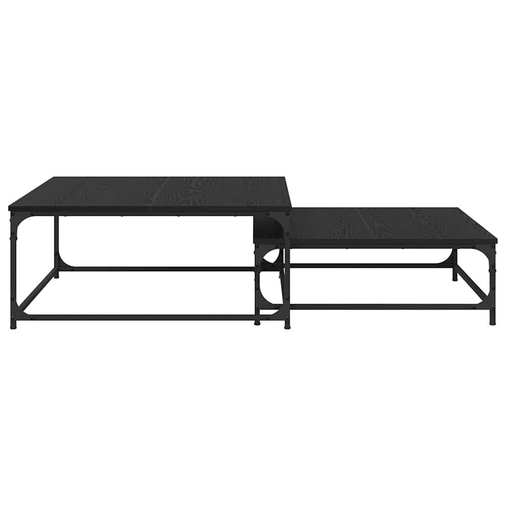 vidaXL Coffee Table 2 pcs Black Oak 80 x 80 x 35 cm Engineered Wood