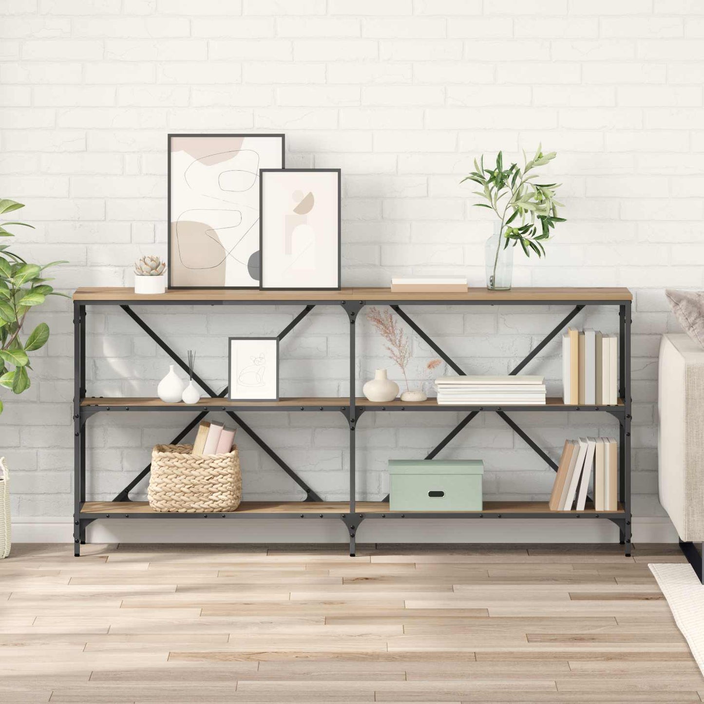 vidaXL Console Table Artisan Oak 160 x 30 x 75 cm Engineered Wood