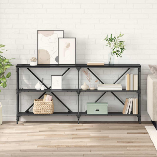 vidaXL Console Table Black Oak 160 x 30 x 75 cm Engineered Wood