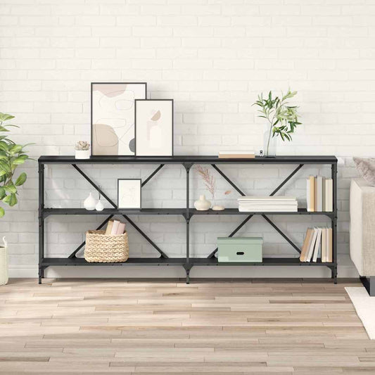 vidaXL Console Table Black Oak 180 x 30 x 75 cm Engineered Wood