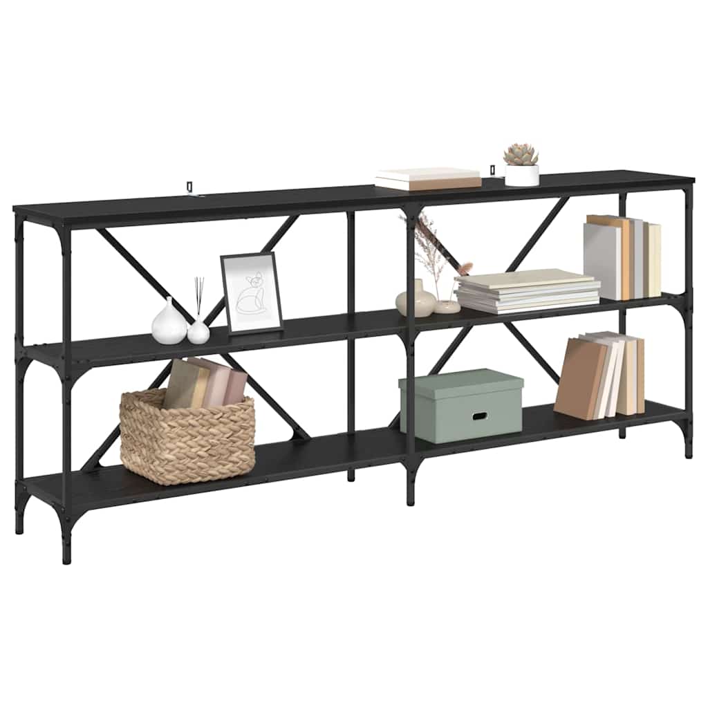 vidaXL Console Table Black Oak 180 x 30 x 75 cm Engineered Wood
