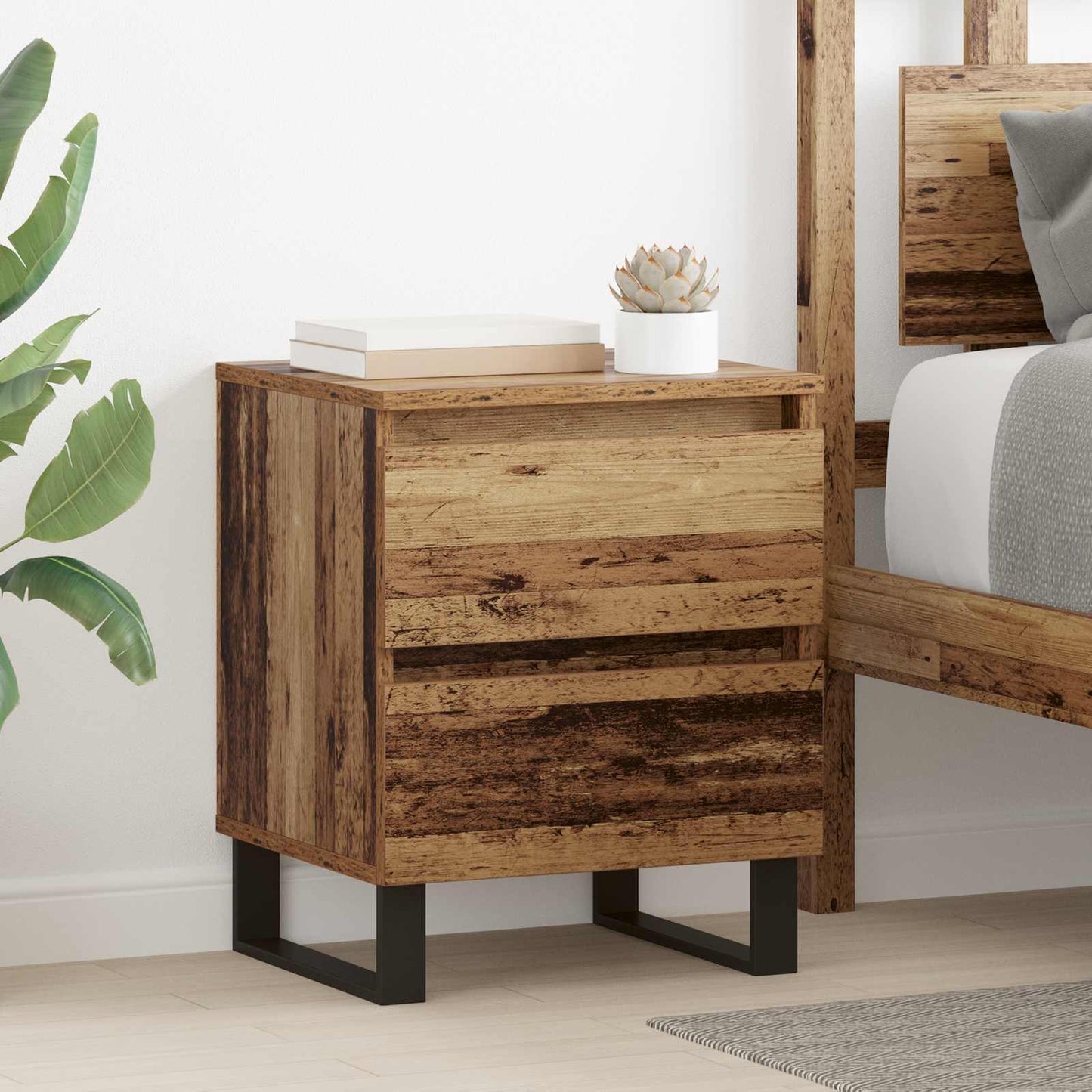 vidaXL Bedside Cabinet 2 pcs Old Wood 40 x 35 x 50 cm Engineered Wood
