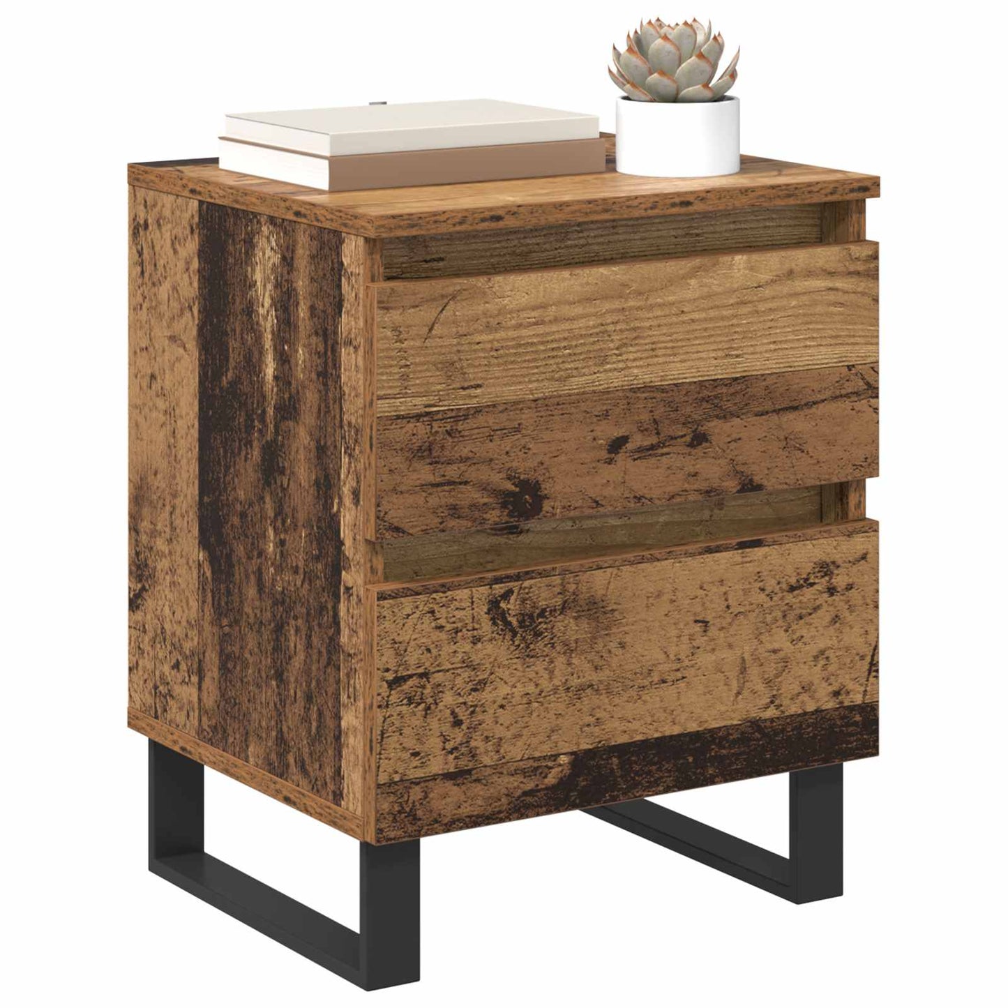 vidaXL Bedside Cabinet 2 pcs Old Wood 40 x 35 x 50 cm Engineered Wood