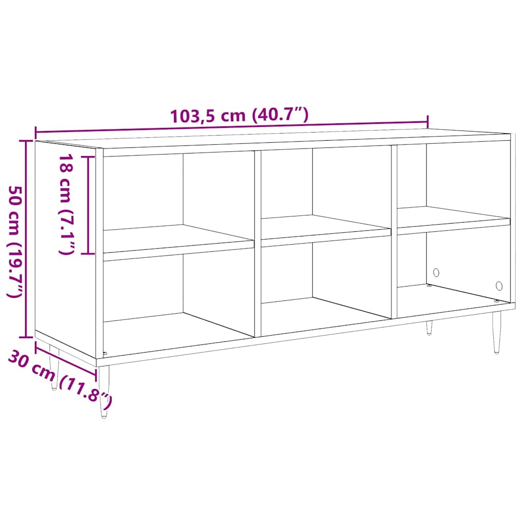vidaXL TV Cabinet Old Wood 103.5 x 30 x 50 cm Engineered Wood