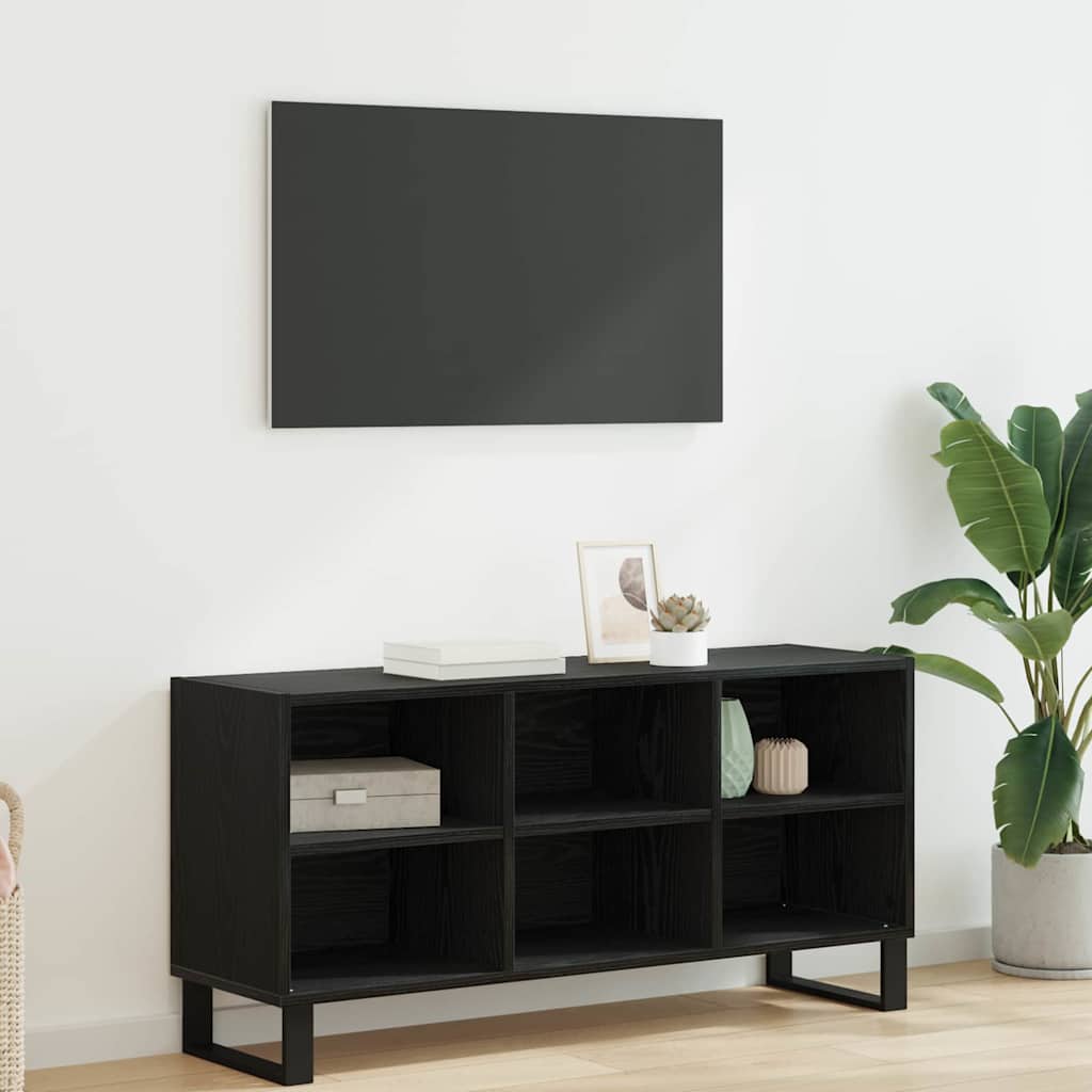 vidaXL TV Cabinet 103.5 x 30 x 50 cm Black Oak Engineered Wood