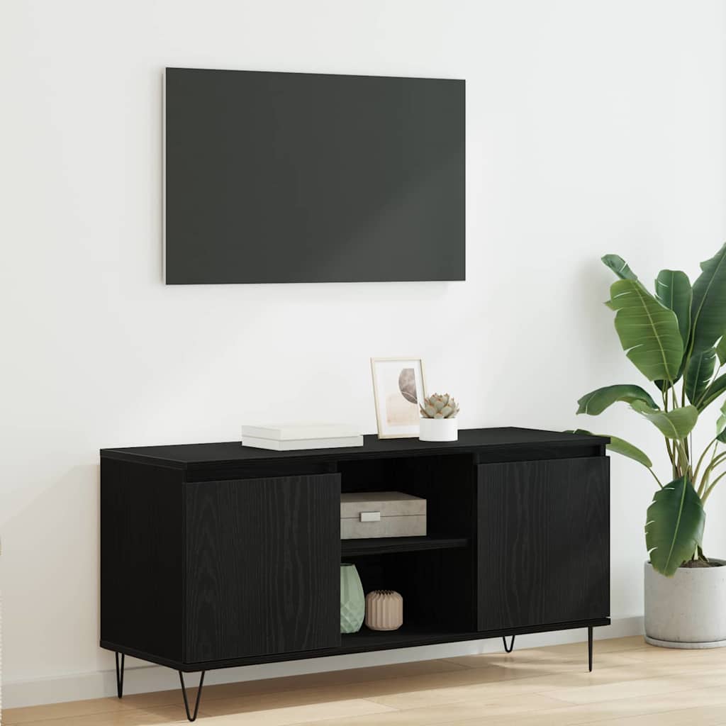 vidaXL TV Cabinet 104 x 35 x 50 cm Black Oak Engineered Wood