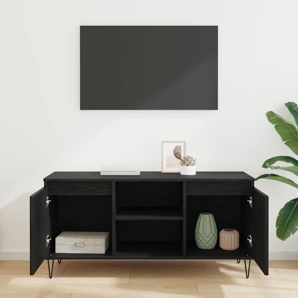 vidaXL TV Cabinet 104 x 35 x 50 cm Black Oak Engineered Wood