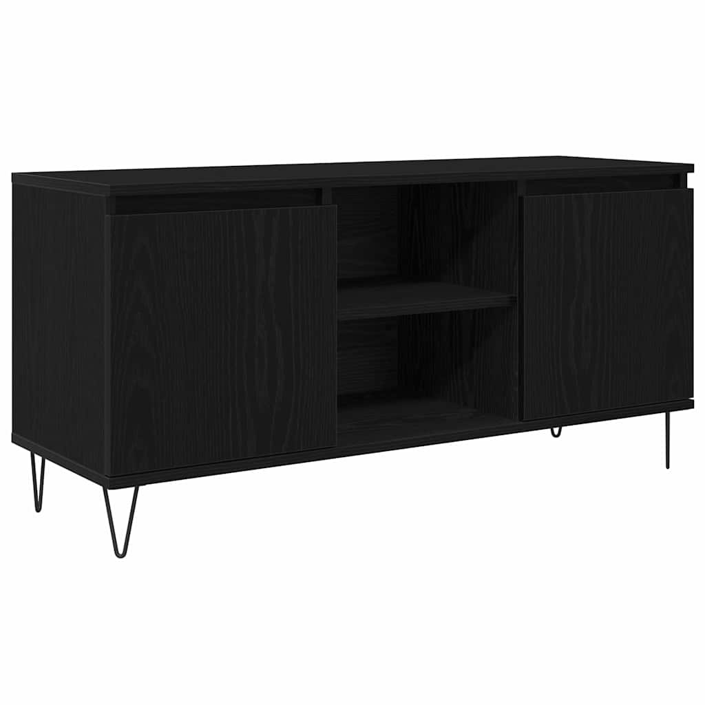 vidaXL TV Cabinet 104 x 35 x 50 cm Black Oak Engineered Wood