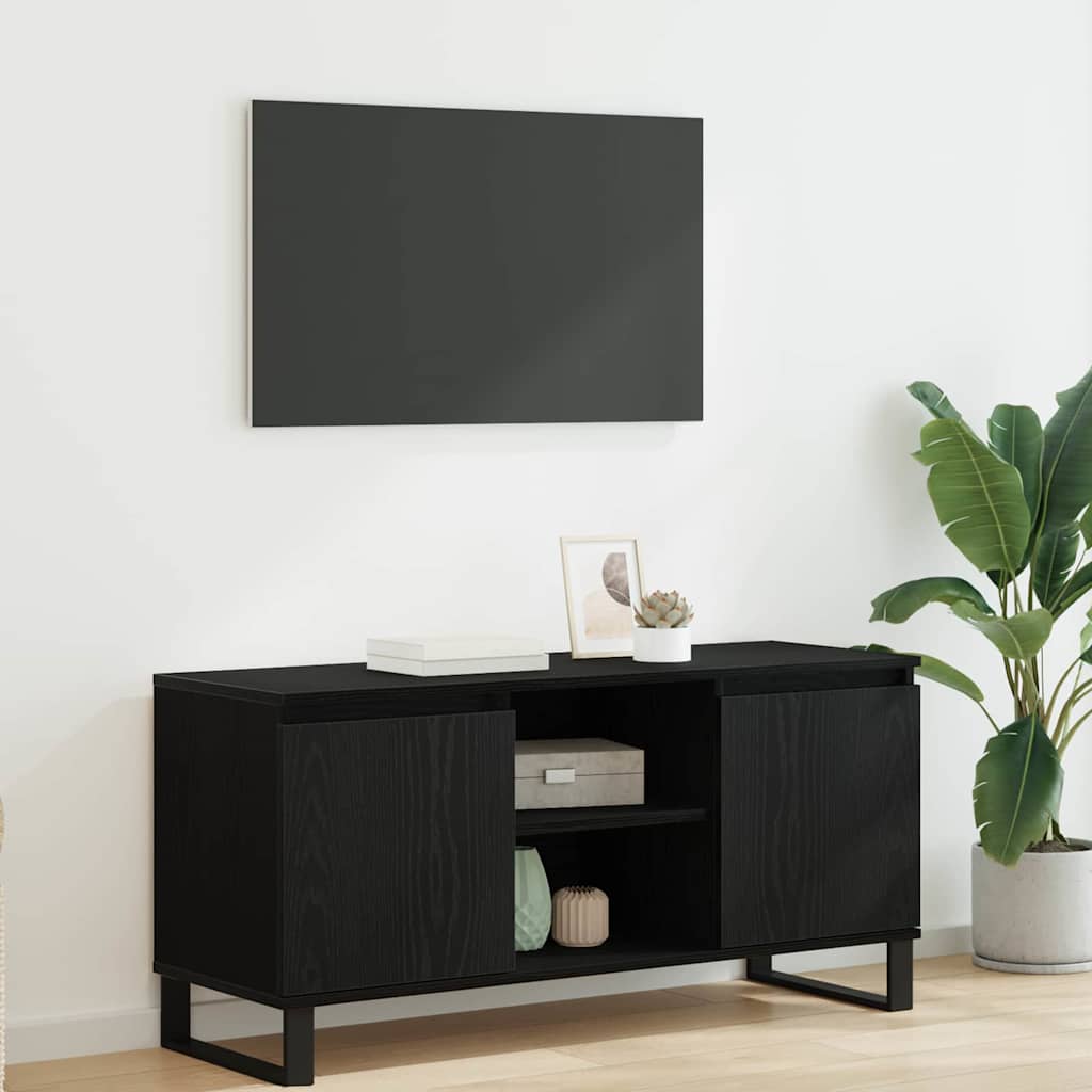 vidaXL TV Cabinet 104 x 35 x 50 cm Black Oak Engineered Wood