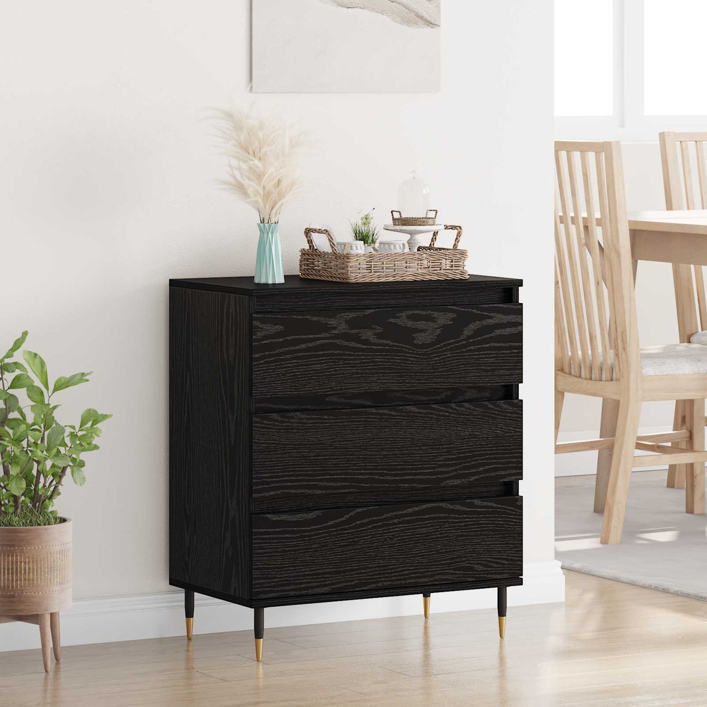 vidaXL Sideboard Black Oak 60 x 35 x 70 cm Engineered Wood