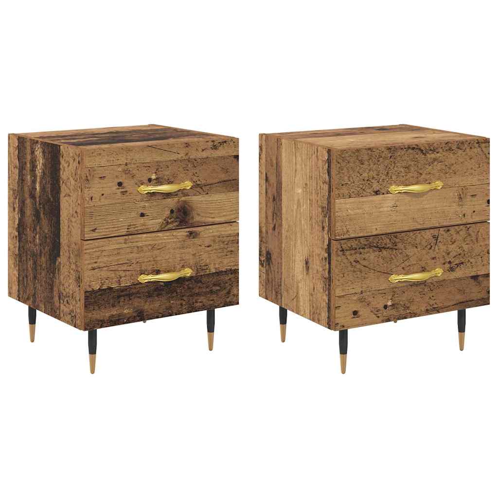 vidaXL Bedside Cabinet 2 pcs Old Wood 40 x 35 x 47.5 cm