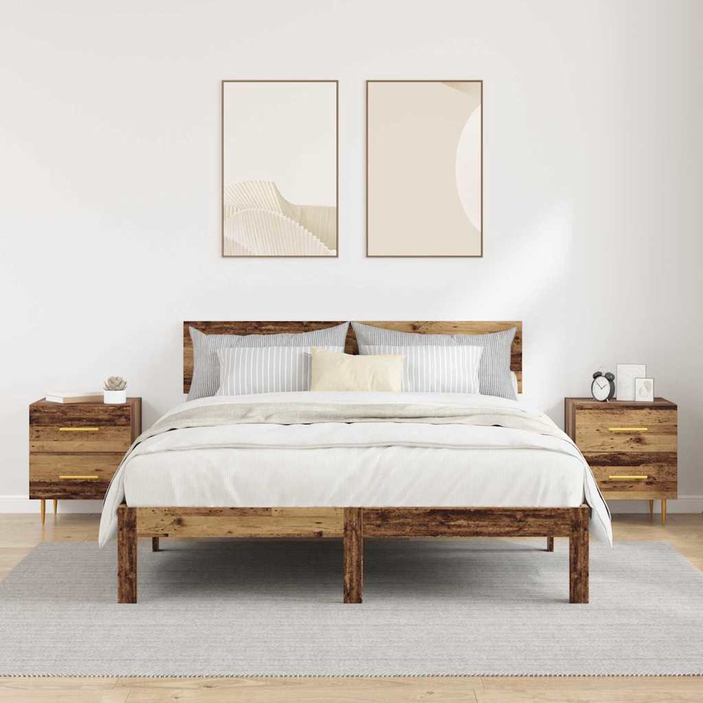 vidaXL Bedside Cabinet 2 pcs Old Wood 40 x 35 x 47.5 cm