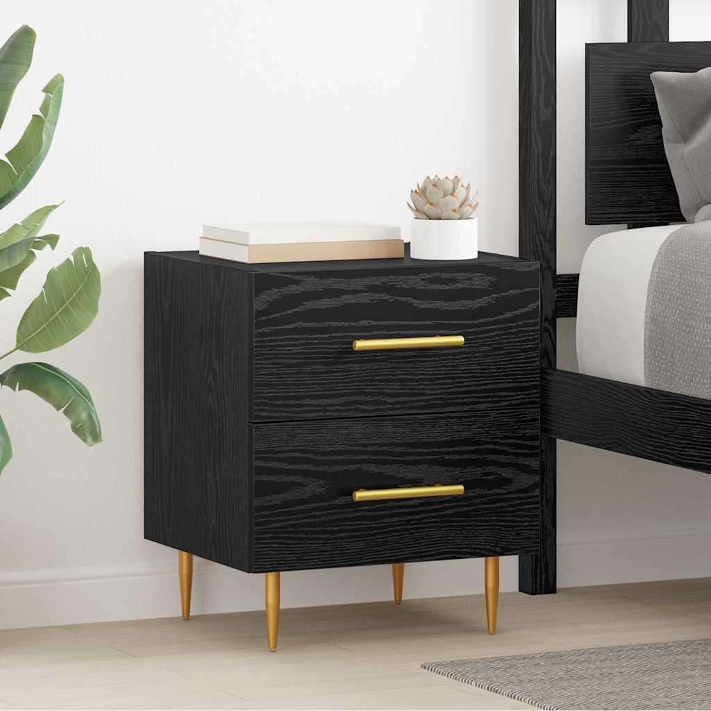 vidaXL Bedside Cabinet 2 pcs Black Oak 40 x 35 x 47.5 cm