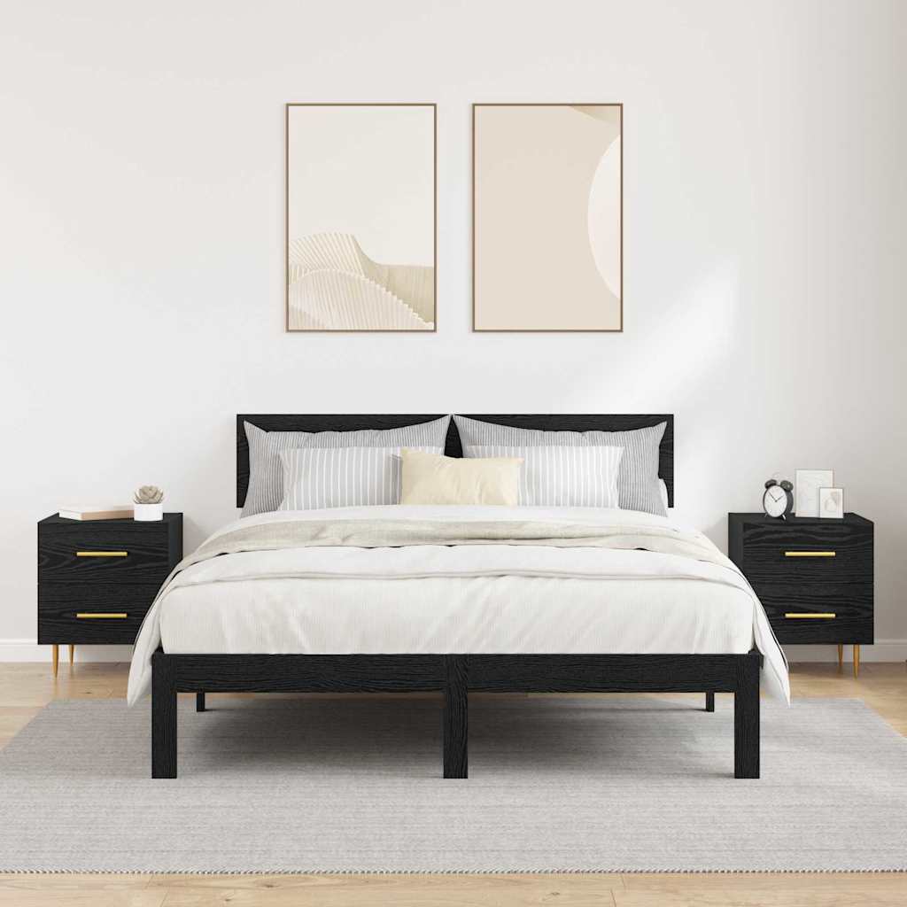 vidaXL Bedside Cabinet 2 pcs Black Oak 40 x 35 x 47.5 cm
