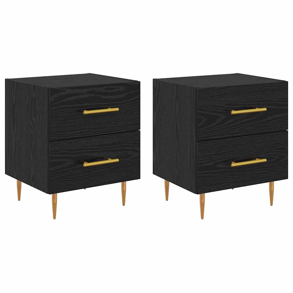 vidaXL Bedside Cabinet 2 pcs Black Oak 40 x 35 x 47.5 cm