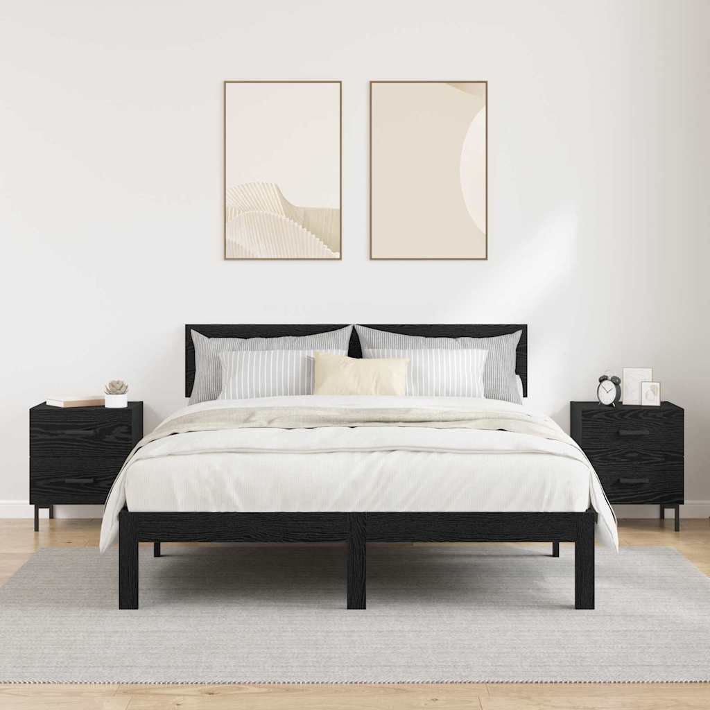 vidaXL Bedside Cabinet 2 pcs Black Oak 40 x 35 x 47.5 cm