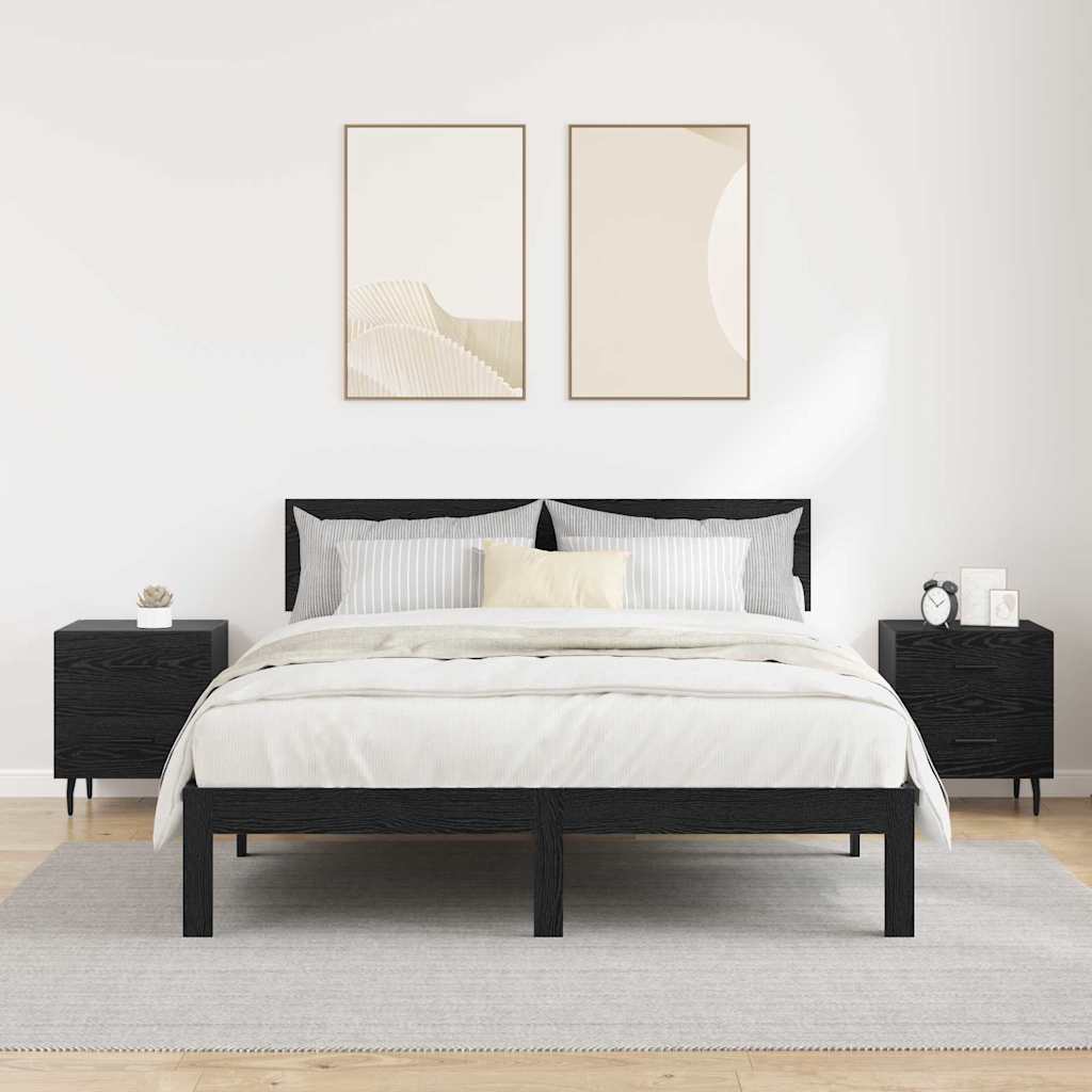 vidaXL Bedside Cabinet 2 pcs Black Oak 40 x 35 x 47.5 cm